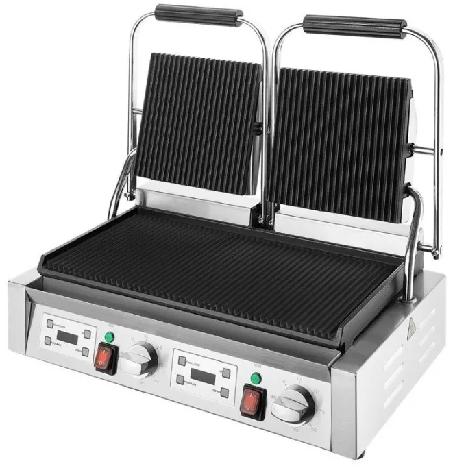 Gril de Contact Double Plaques Rainurées 3,6 kW - Buffalo