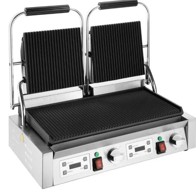 Gril de Contact Double Plaques Rainurées 3,6 kW - Buffalo