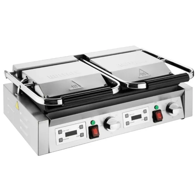 Gril de Contact Double Plaques Rainurées 3,6 kW - Buffalo