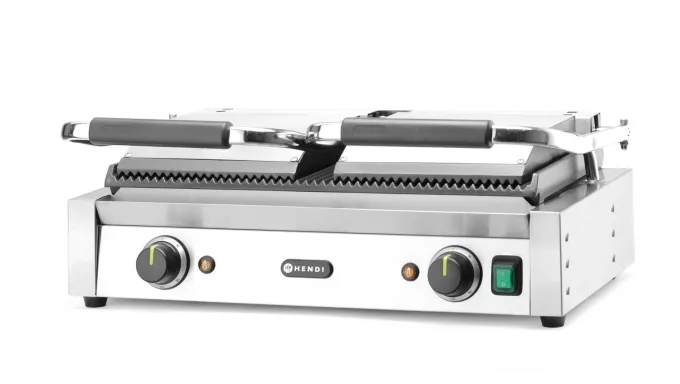 Grill de contact - modèle double dessus et dessous rainurés 230V/3600W 570x370x(H)210 mm - Hendi