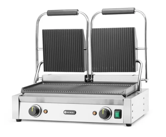 Grill de contact - modèle double dessus et dessous rainurés 230V/3600W 570x370x(H)210 mm - Hendi