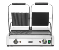 Grill de contact - modèle double moitié lisse moitié rainuré 230V/3600W - Hendi