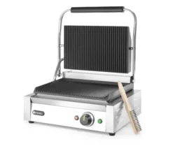 Grill de contact Panini dessus et dessous rainurés 230V/2200W 430x370x(H)210 mm - Hendi