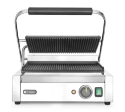 Grill de contact Panini dessus et dessous rainurés 230V/2200W 430x370x(H)210 mm - Hendi