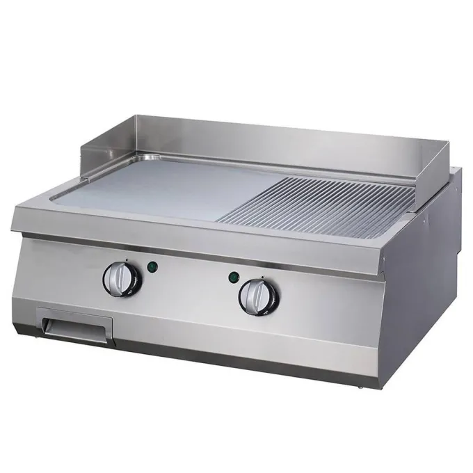 Heavy Duty Plaque de Gril - Demi-Rainuré - Double - Prof. 70 cm - Élec. - Maxima