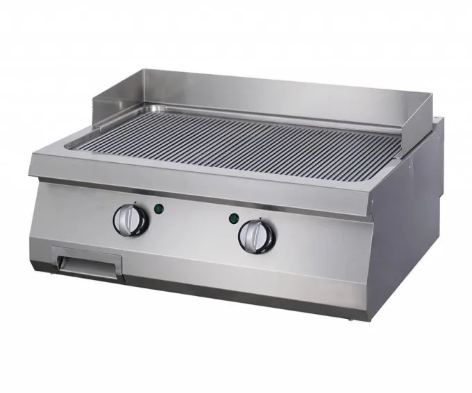 Heavy Duty Plaque de Gril - Rainuré - Double - Prof. 70 cm - Gaz - Maxima