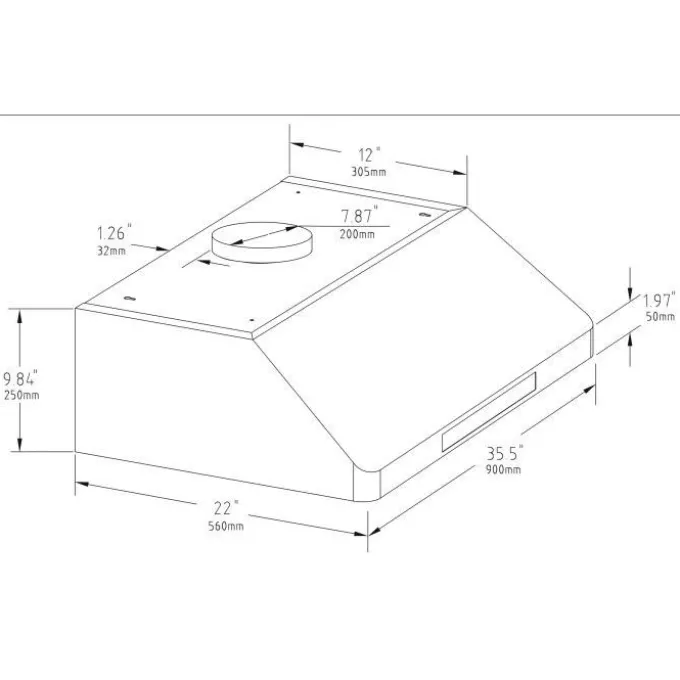 Hotte Aspirante Professionnelle Inox avec Moteur 900 mm - Combisteel