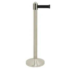 Kit Poteau à corde rétractable noire en nylon + socle - acier inoxydable - 100cm (corde210cm) - Securit