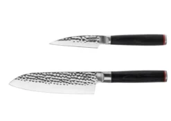 Le Set de Base Plus : 2 Couteaux dont Couteau d'Office, Santoku et un Fusil à Aiguiser - Kotai