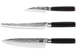 Le Set Essentiel Plus : 3 Couteaux dont Couteau d'Office, Gyuto, Couteau à Pain et Porte-Couteaux, Fusil à Aiguiser - Kotai