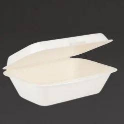 Lot de 250 barquettes à Charnière en Bagasse Compostable - Fiesta Green - DW248