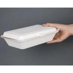 Lot de 250 barquettes à Charnière en Bagasse Compostable - Fiesta Green - DW249