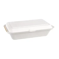 Lot de 250 barquettes à Charnière en Bagasse Compostable - Fiesta Green - DW249