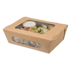 Lot de 200 Barquettes à Salade Kraft Recyclable avec Fenêtre - Colpac