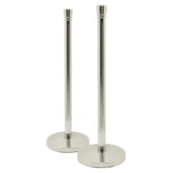 Lot de 2 poteaux d'accueil Classique -Acier Inoxydable - Ensemble pied + socle - 1 m - Securit