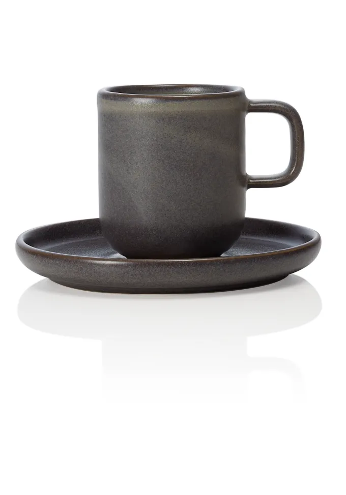 Lot de 6 tasses à espresso et soucoupes en Grès 0,09 L Gris pierre H 65 mm - Was Germany