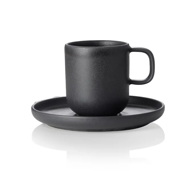 Lot de 6 tasses à espresso et soucoupes en Grès 0,09 L Minuit H 65 mm - Was Germany