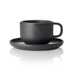 Lot de 6 tasses et soucoupes en grès 0,275 L Minuit H 60 mm - Was Germany