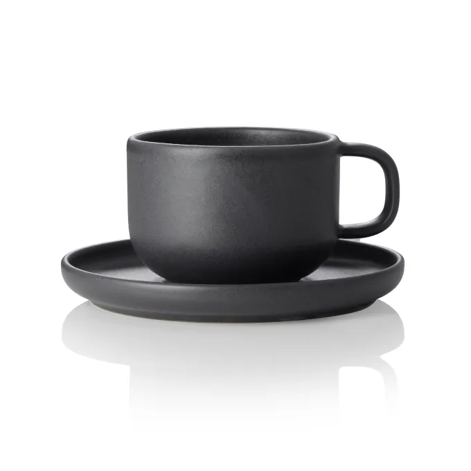 Lot de 6 tasses et soucoupes en grès 0,275 L Minuit H 60 mm - Was Germany