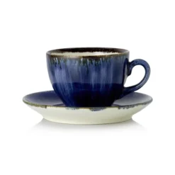 Lot de 6 tasses et soucoupes en Porcelaine 0,22 L Océan foncé H 85 mm - Was Germany