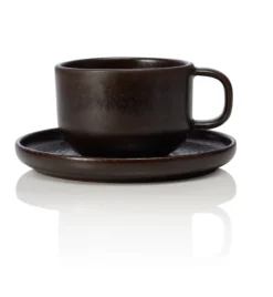 Lot de 6 tasses et soucoupes 0,275 L Marron métallisé H 60 mm - Was Germany