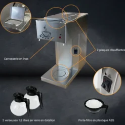 Machine à Café Électrique - 2 Pichets en Verre x 1.8L - L2G