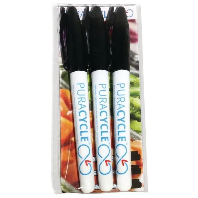 Marqueurs Noirs Alimentaires Permanents - Lot de 3 - Puracycle