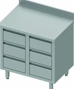 Meuble Bas Inox Avec Dosseret - 6 Tiroirs - Profondeur 600 - Stalgast