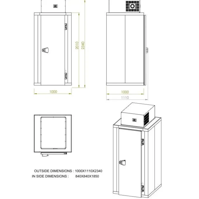 Mini Chambre Frigorifique Négative - 1300 L - Combisteel