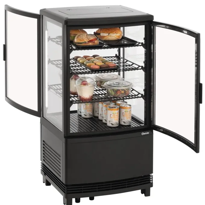 Mini-Vitrine Réfrigérée Noire - 64 L - 2 Portes - Bartscher