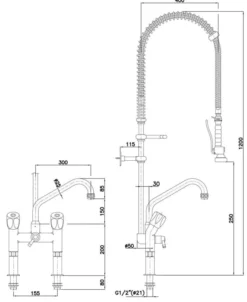 Mitigeur Deux Poignées Avec Croisillons 40 L - Bartscher