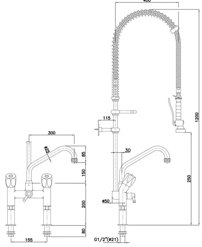 Mitigeur Deux Poignées Avec Croisillons 40 L - Bartscher