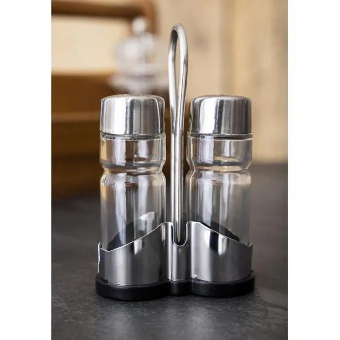 Ménagère Sel et Poivre en Verre et Inox - APS