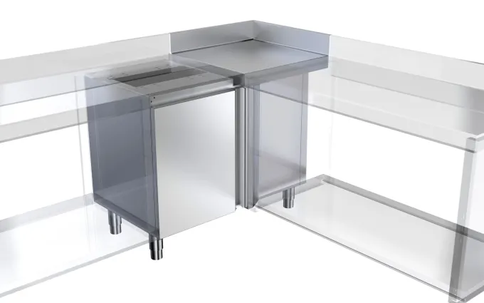 Module d'Angle 90º Gamme 700mm avec Plan de Travail à Droite - Distform