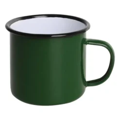 Mug en Acier Émaillé Vert et Noir 350 ml - Lot de 6 - Olympia