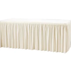 Nappe et jupe de table froncée écru pour Table Pliante 1.8m