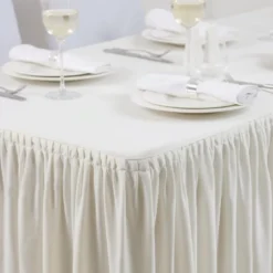 Nappe et jupe de table froncée écru pour Table Pliante 1.8m