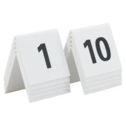 Numéros de table lot de 10: 1-10. Acrylique blanc et chiffres noirs - Securit