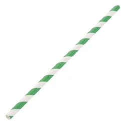 Paille biodégradable en papier Fiesta Green - Vert & blanc - Lot de 250