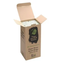 Paille biodégradable en papier Fiesta Green - Vert & blanc - Lot de 250