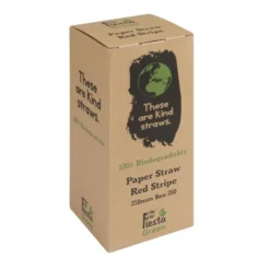 Paille biodégradable en papier Fiesta Green - Rouge & blanc - Lot de 250