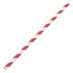 Paille biodégradable en papier Fiesta Green - Rouge & blanc - Lot de 250