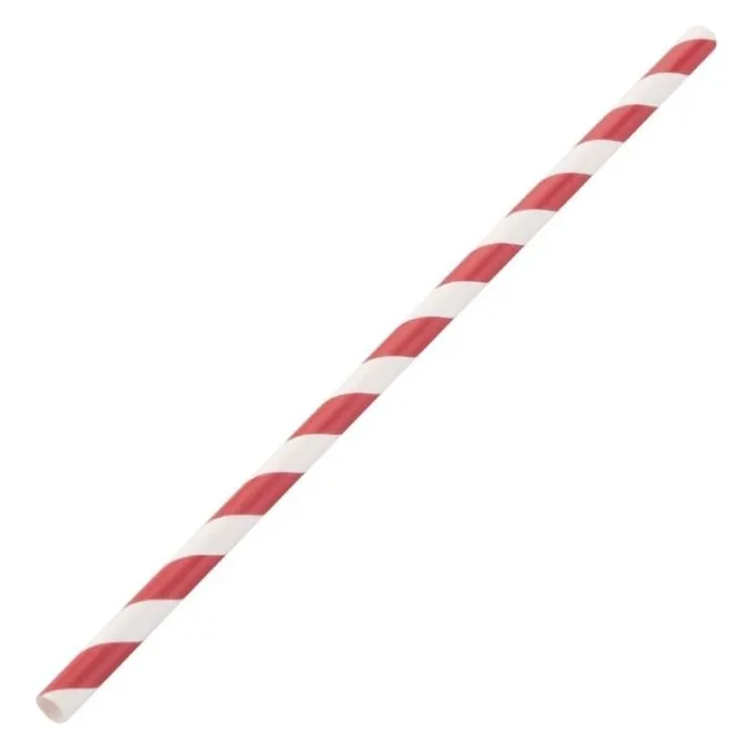 Paille biodégradable en papier Fiesta Green - Rouge & blanc - Lot de 250