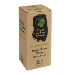 Pailles Biodégradables Blanches en Papier - Lot de 250 - Fiesta Green
