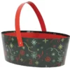 Panier Carton Ovale avec Anse Noel Vert 36X23 Lot de 12 - Créapak