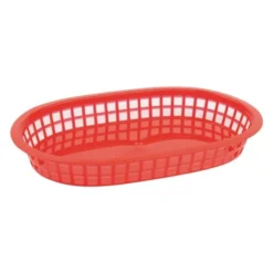Panière Alimentaire Ovale Polypropylène Rouge - Olympia 40 mm H - Lot de 6