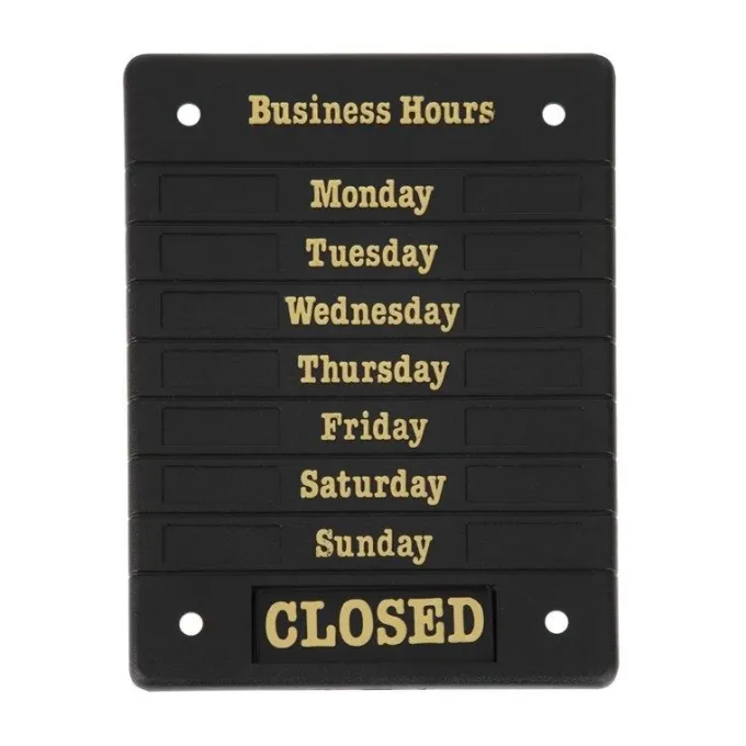 Panneau horaires d'ouverture - 207 x 162 x 7 mm
