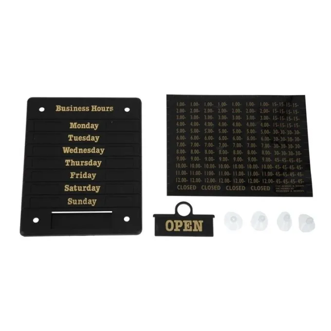 Panneau horaires d'ouverture - 207 x 162 x 7 mm