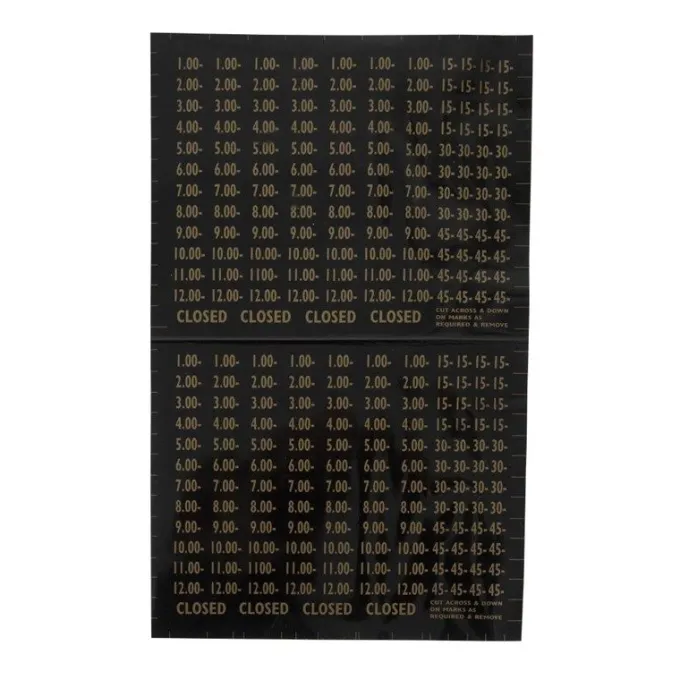 Panneau horaires d'ouverture - 207 x 162 x 7 mm