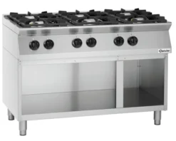 Piano de cuisson 6 brûleurs 28,5 kW - L1200xP700xH910-955 - soubassement ouvert - Bartscher